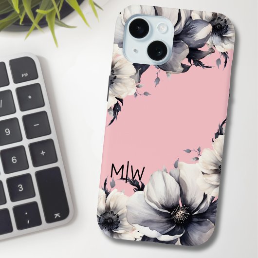 Schwarz-weißes Monogramm Case-Mate iPhone Hülle