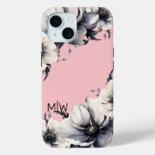 Schwarz-weißes Monogramm Case-Mate iPhone Hülle (Rückseite)