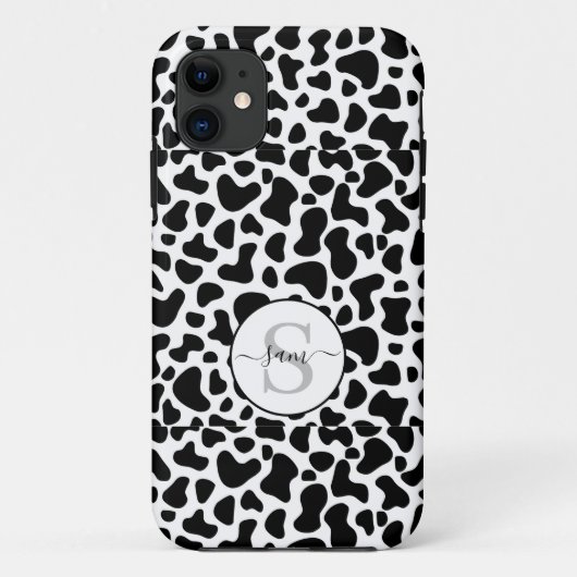 Schwarz-weißes Monogramm der Kuh Case-Mate iPhone Hülle (Rückseite)