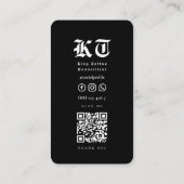 Schwarz-weißes Monogramm der modernen Tattoo Artis Visitenkarte (Rückseite)