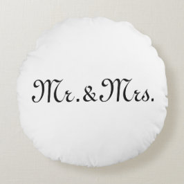 Schwarz-weißes Monogramm des w/Initials-Paares anp Rundes Kissen