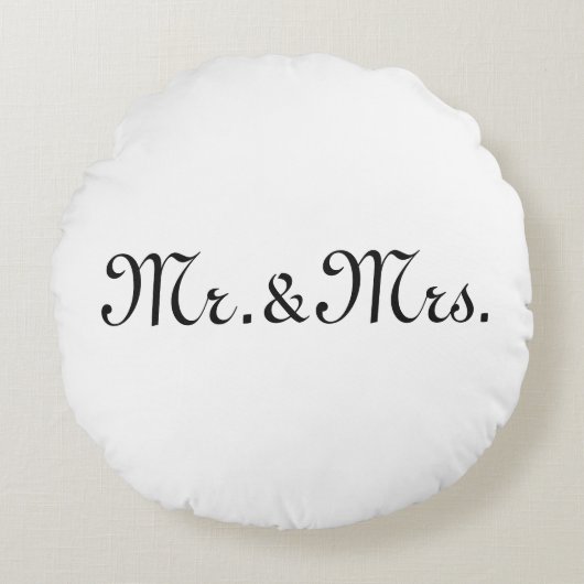 Schwarz-weißes Monogramm des w/Initials-Paares anp Rundes Kissen (Vorderseite)