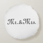 Schwarz-weißes Monogramm des w/Initials-Paares anp Rundes Kissen (Rückseite)