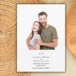 Schwarz-weißes Monogramm-einfaches Minimal-Hochzei Save The Date