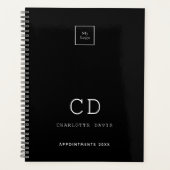 Schwarz-weißes Monogramm-Firmenlogo 2026 Planer (Vorderseite)