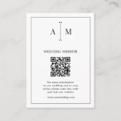 Schwarz-weißes Monogramm Foto QR Code Hochzeitssze Begleitkarte (Vorderseite)