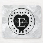 Schwarz-weißes Monogramm für den Anfangsbuchstaben Mousepad (Vorne)