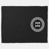 Schwarz-weißes Monogramm für den griechischen Schl Fleecedecke (Vorderseite (Horizontal))