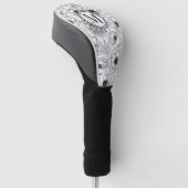 Schwarz-weißes Monogramm Golf Headcover (angewinkelt)