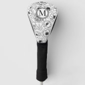 Schwarz-weißes Monogramm Golf Headcover (Vorderseite)
