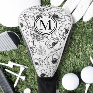 Schwarz-weißes Monogramm Golf Headcover