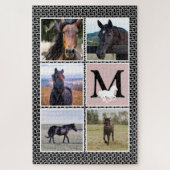 Schwarz-weißes Monogramm Horse-Foto Puzzle (Vertikal)