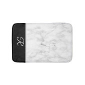 Schwarz-weißes Monogramm im Marmorstil Badematte (Vorderseite)
