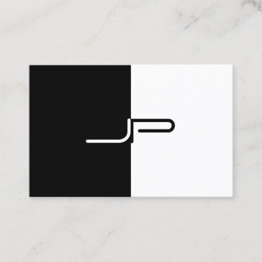 Schwarz-weißes Monogramm Initial Elegant Modernes  Visitenkarte (Vorderseite)