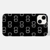 Schwarz-weißes Monogramm-Initialmuster Case-Mate iPhone Hülle (Rückseite (Horizontal))