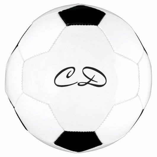 Schwarz-weißes Monogramm-Initialskript Fußball (Vorderseite)