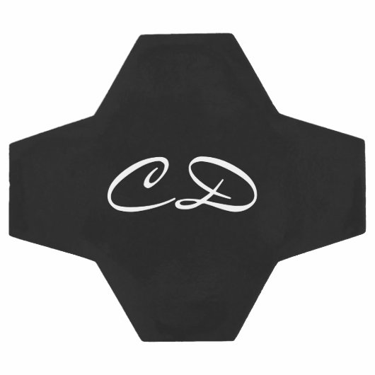 Schwarz-weißes Monogramm-Initialskript Fußball (Flach)