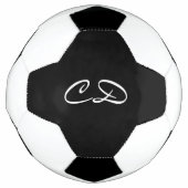 Schwarz-weißes Monogramm-Initialskript Fußball (Vorderseite)