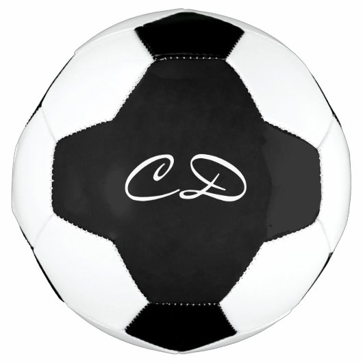 Schwarz-weißes Monogramm-Initialskript Fußball (Vorderseite)