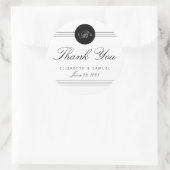 Schwarz-weißes Monogramm-Kreis Danke Stickers (Tasche)