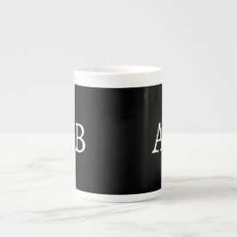 Schwarz-weißes Monogramm-Markenname-Klassiker-Tass Porzellantasse