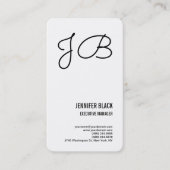 Schwarz-weißes Monogramm Minimalistisch Modern Sch Visitenkarte (Vorderseite)