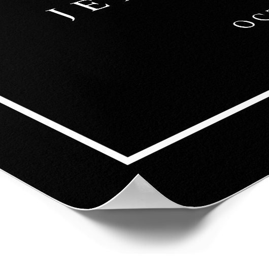 Schwarz-weißes Monogramm Minimalistische Hochzeits Poster (Ecke)