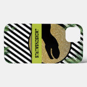 Schwarz-weißes Monogramm mit Dinosaurier Case-Mate iPhone Hülle (Rückseite (Horizontal))