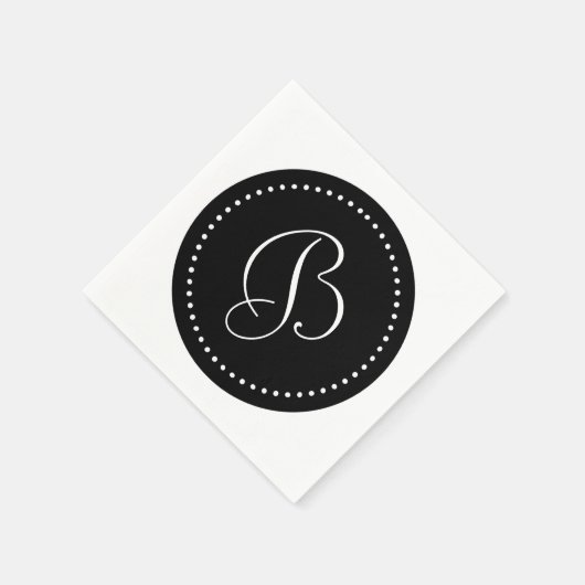 Schwarz/weißes Monogramm mit Punkten Serviette (Ecke)
