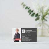 Schwarz-weißes Monogramm-modernes Minimalistisches Visitenkarte (Stehend Vorderseite)