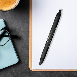 Schwarz-weißes Monogramm-Namensschild Kugelschreiber