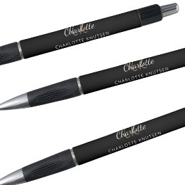 Schwarz-weißes Monogramm-Namensschild Kugelschreiber