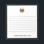 Schwarz-weißes Monogramm Notizblock<br><div class="desc">Behalt deine Noten, die mit diesem personalisierten Notizblock in schwarz und goldfarben in der ersten Monogramm sortiert sind. Dieses Notizblock mit vielen Seiten ist ideal, um Ideen, Notizen oder Aufgabenlisten zu schreiben. Die klassische Blocktypografie und der schwarze Rahmen verleihen ihr ein berufliches und raffiniertes Aussehen und machen sie zu einem...</div>