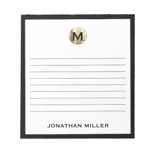 Schwarz-weißes Monogramm Notizblock (Vorderseite)