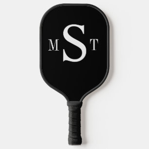 Schwarz-weißes Monogramm Personalisiertes Pickleba Pickleball Schläger