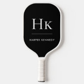 Schwarz-weißes Monogramm Pickleball Schläger (Rückseite)