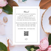 Schwarz-weißes Monogramm QR CODE Elegante Hochzeit Begleitkarte
