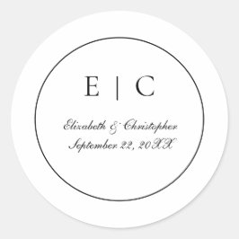 Schwarz-weißes Monogramm-Skript Traditionelle Hoch Runder Aufkleber