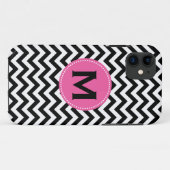 Schwarz-weißes Monogramm-Zickzack Muster Case-Mate iPhone Hülle (Rückseite (Horizontal))
