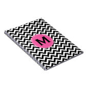 Schwarz-weißes Monogramm-Zickzack Muster Notizblock (Rechte Seite)