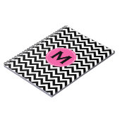 Schwarz-weißes Monogramm-Zickzack Muster Notizblock (Linke Seite)
