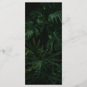 Schwarz-weißes Monstera-Hochzeitsmenü Menükarte (Rückseite)