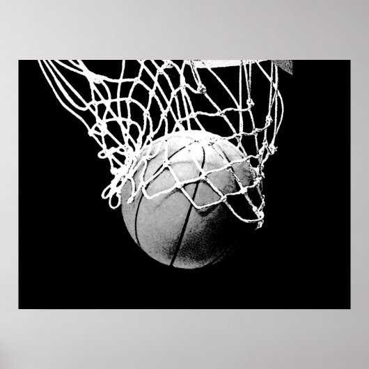 Schwarz-weißes Motivierend Basketball-Poster Poster (Vorne)