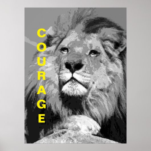 Schwarz-weißes Motivierend Course Lion Poster (Vorne)