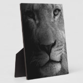 Schwarz-weißes Motivierend Leadership Lion Portrai Fotoplatte (Seite)