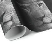 Schwarz-weißes Motivierend Leadership Lion Portrai Geschenkpapier (Rolleneckpunkt)