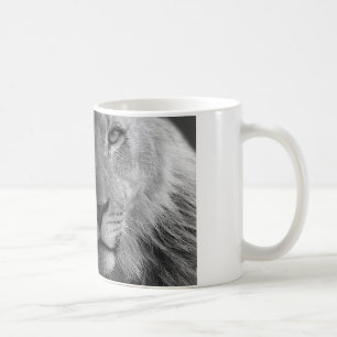 Schwarz-weißes Motivierend Leadership Lion Portrai Kaffeetasse