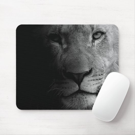 Schwarz-weißes Motivierend Leadership Lion Portrai Mousepad (Mit Mouse)