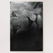Schwarz-weißes Motivierend Leadership Lion Portrai Puzzle (Vertikal)