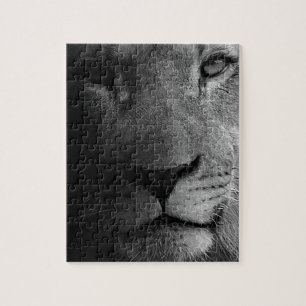 Schwarz-weißes Motivierend Leadership Lion Portrai Puzzle